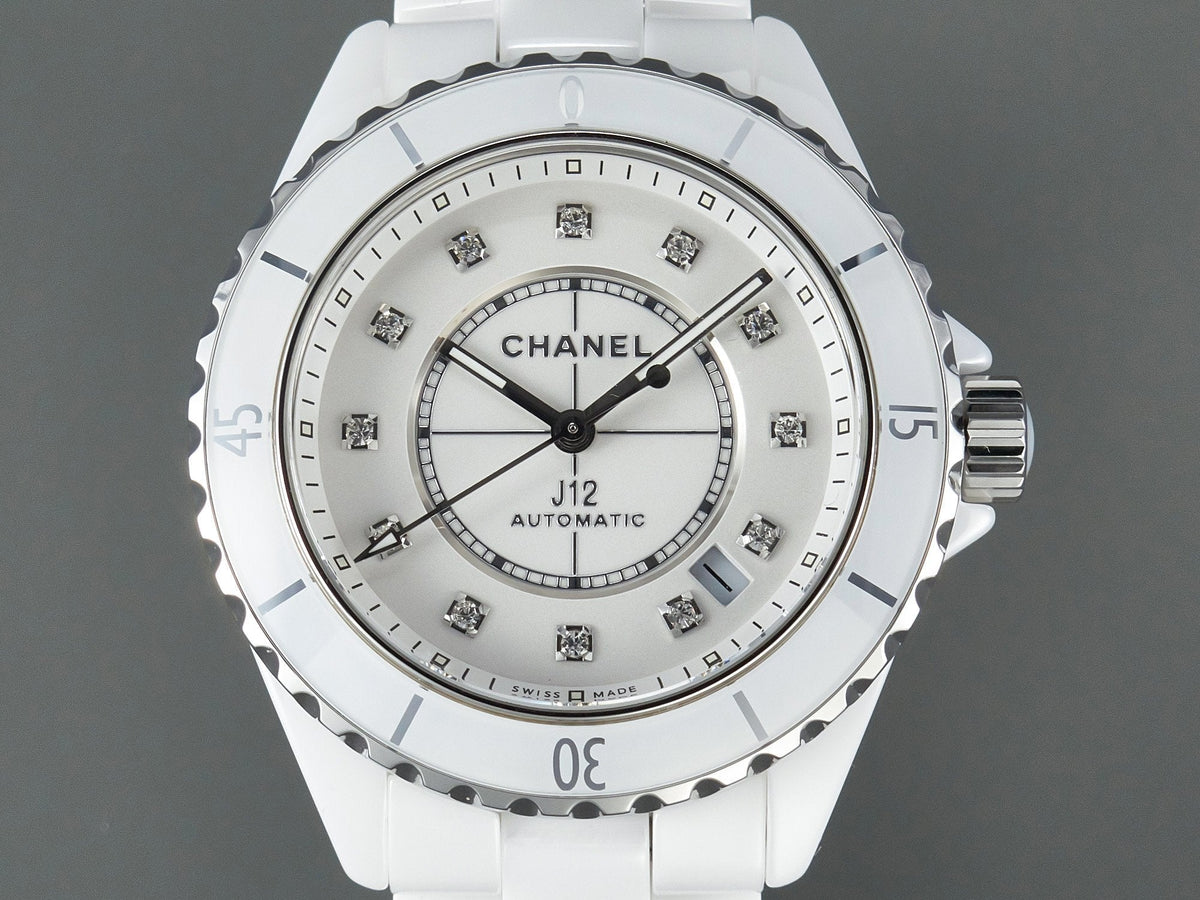 J12 Automatic White Ceramic Diamond Numerals White Dial
