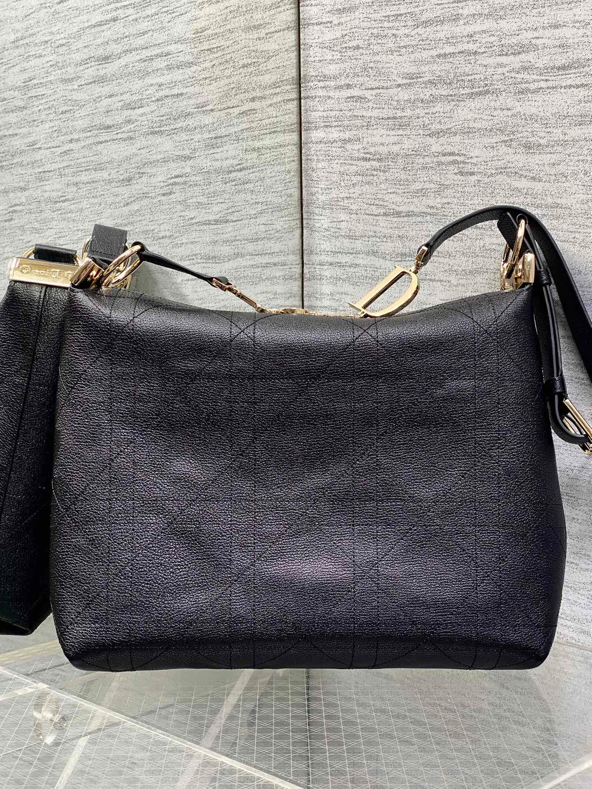 Dior 2026 Diorly Bag 31.5cm Black Flat Cannage Calfskin 286592