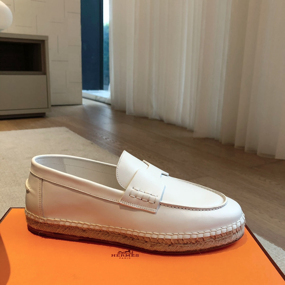 HM Trip Espadrille White Calfskin