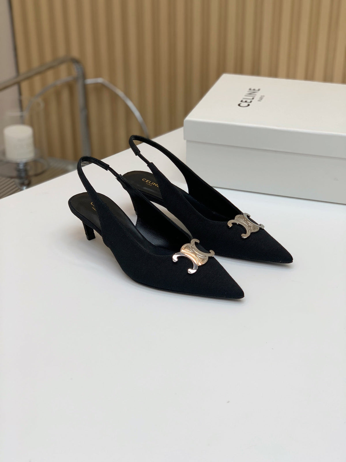 ALMA TRIOMPHE SLINGBACK IN BLACK SUEDE