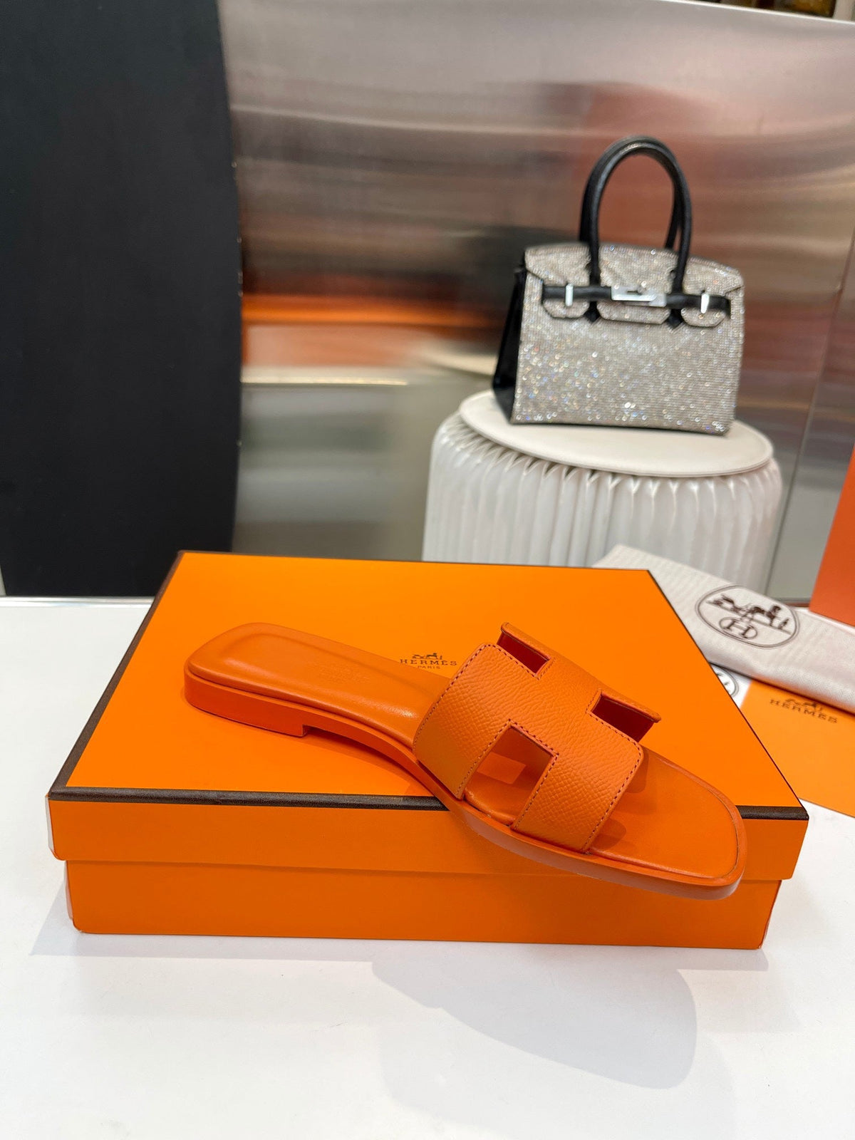 0ran sandal orange swift calfskin