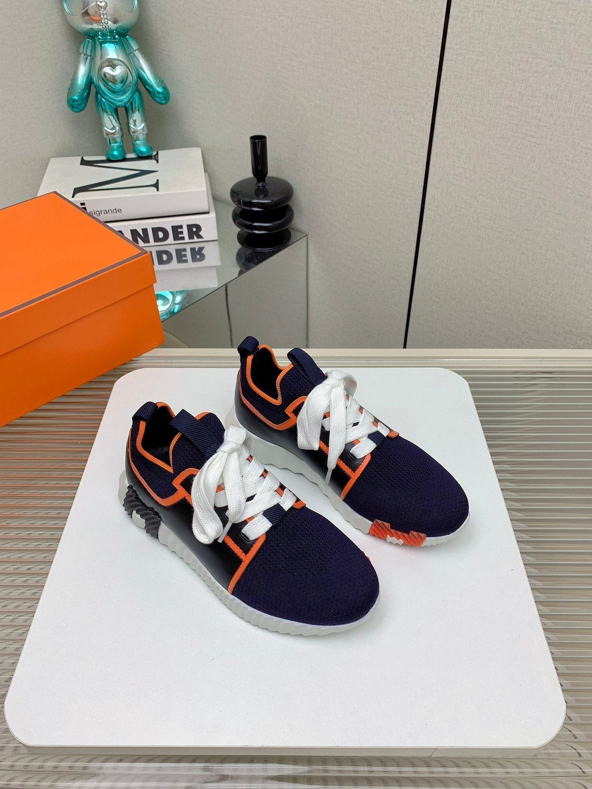 HM Depart Slip-on Sneaker In Dark Navy Blue Woven Fabric 106337