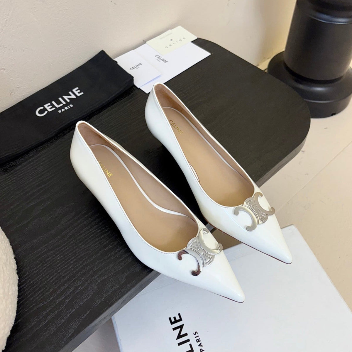 CELINE Pump White Patent Calfskin 235700