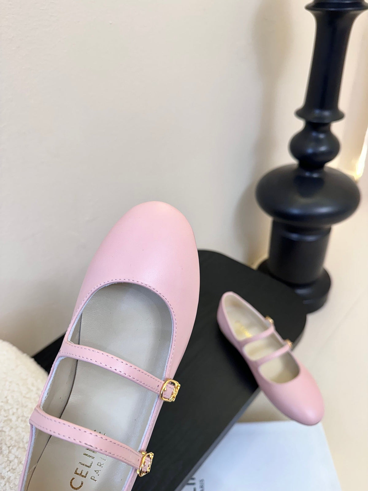 CL Les Ballerines Double Strap Ballerina In Light Pink Lambskin 325024