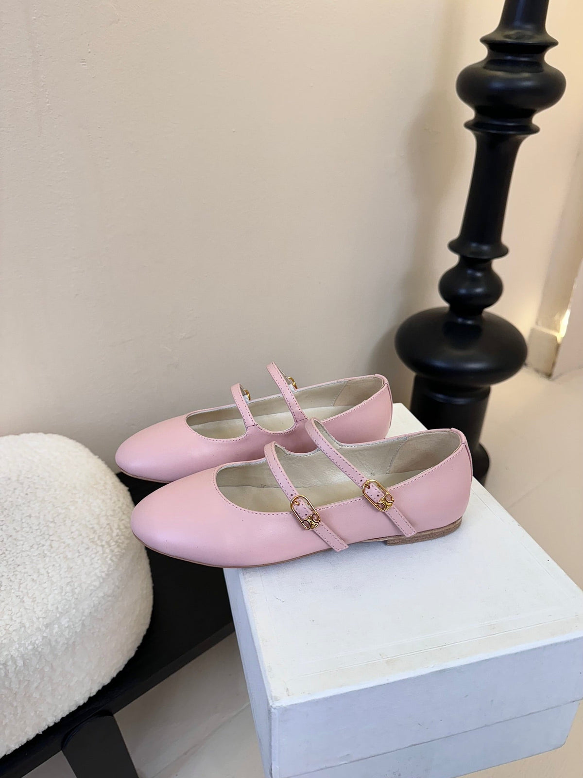 CL Les Ballerines Double Strap Ballerina In Light Pink Lambskin 325024