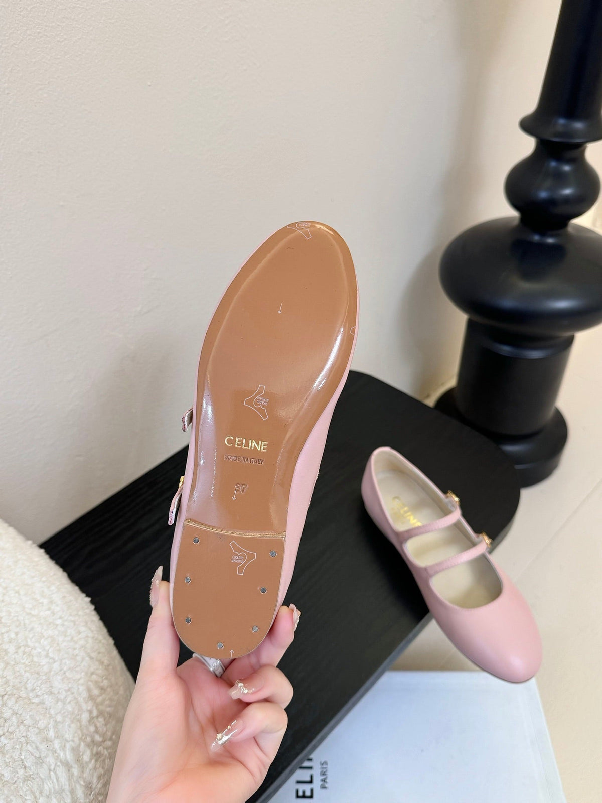 CL Les Ballerines Double Strap Ballerina In Light Pink Lambskin 325024