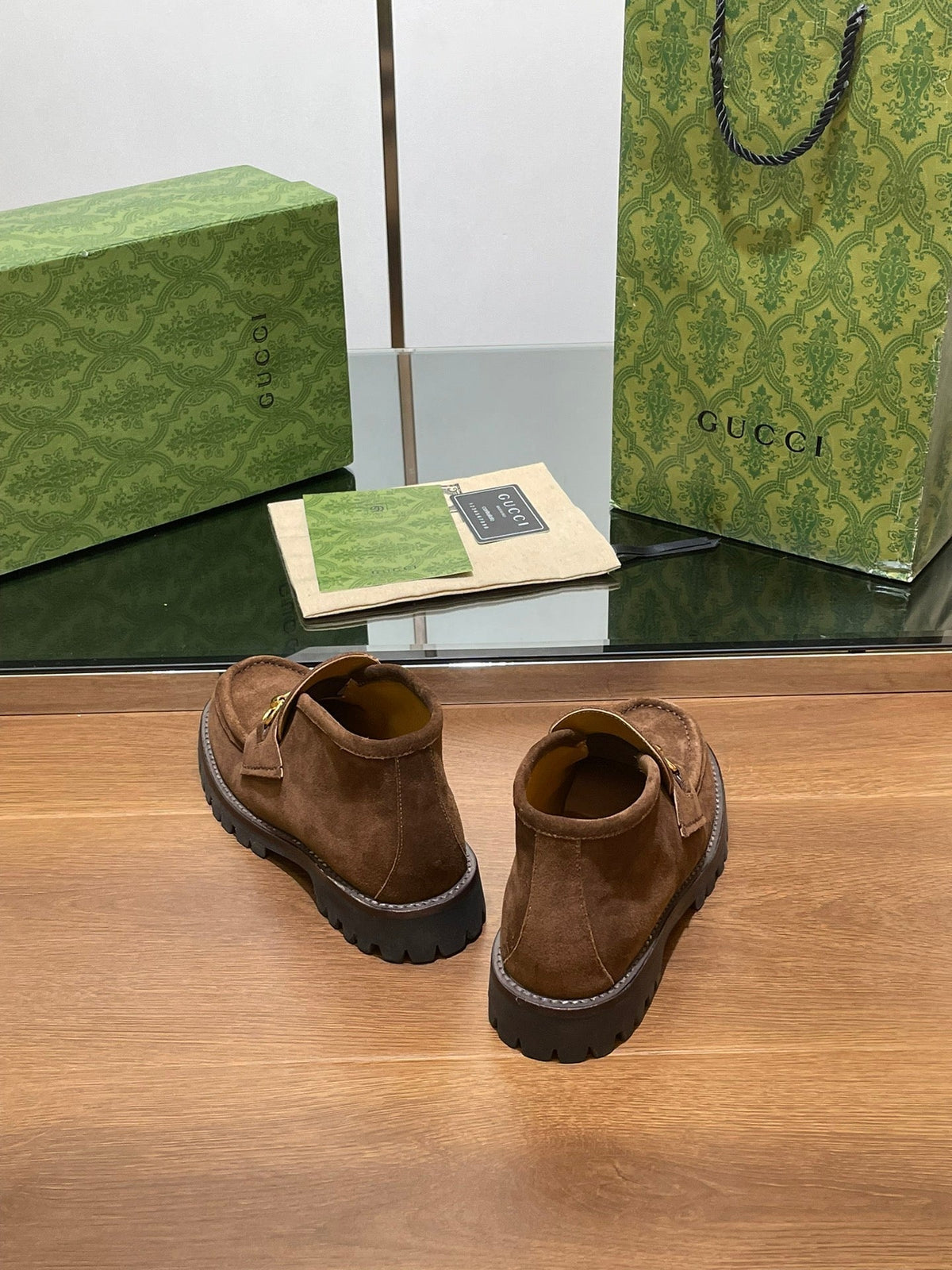 GG Ankle Boot With Horsebit 15 Dark Brown Suede