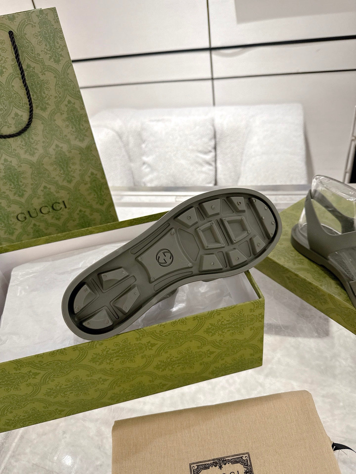 GC 25 Black Double G Sandal Dark Green Rubber 292428