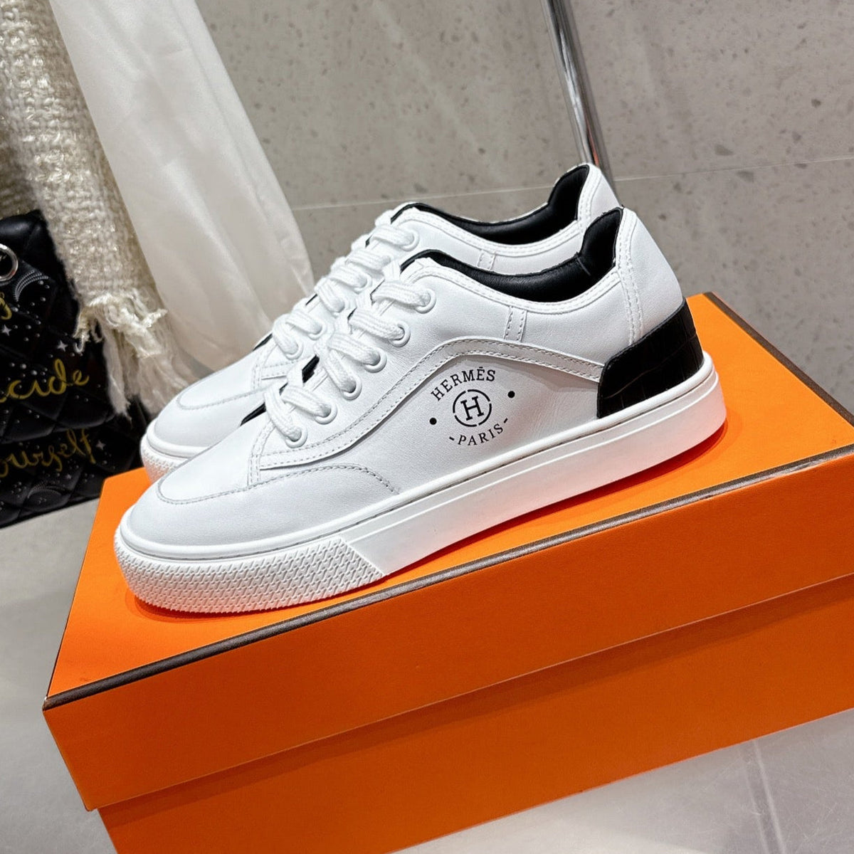 HM Get Sneaker White mix Black Cowhide 204748