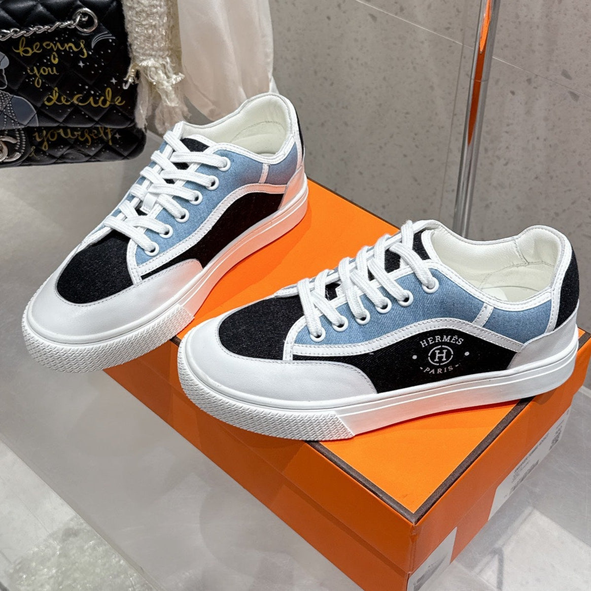 HM Get Sneaker Multicolore Bleu Brut Denim and Calfskin 204760