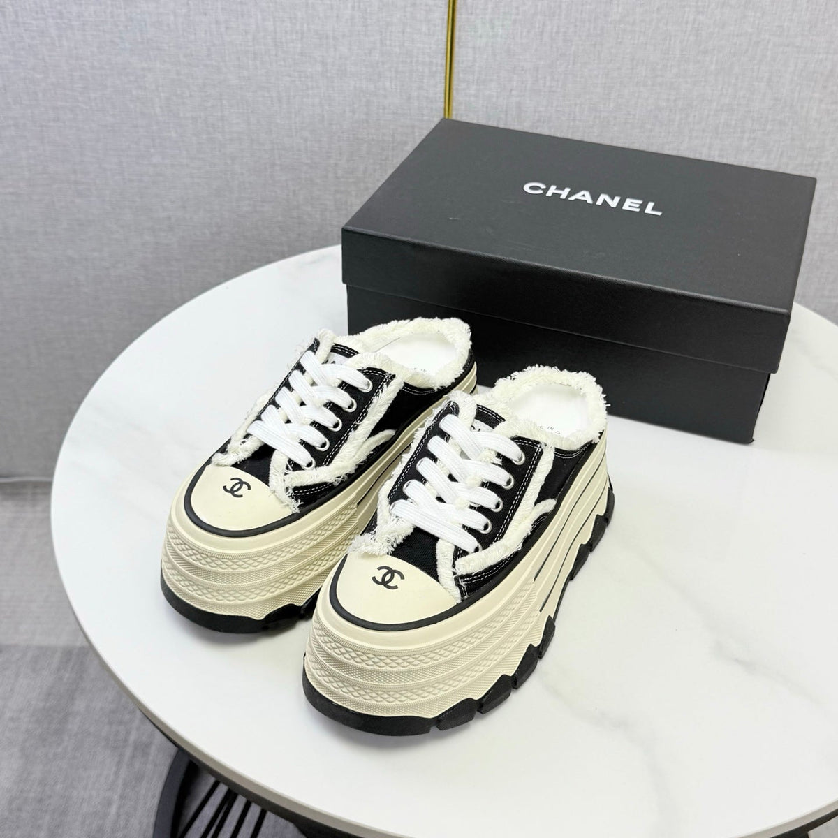 Chanel 2026 Flatform Mule Sneakers Canvas 801421