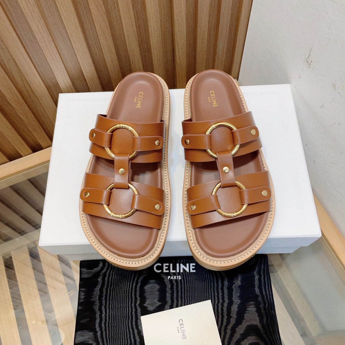 DAD SANDALS DARK BROWN CALFSKIN