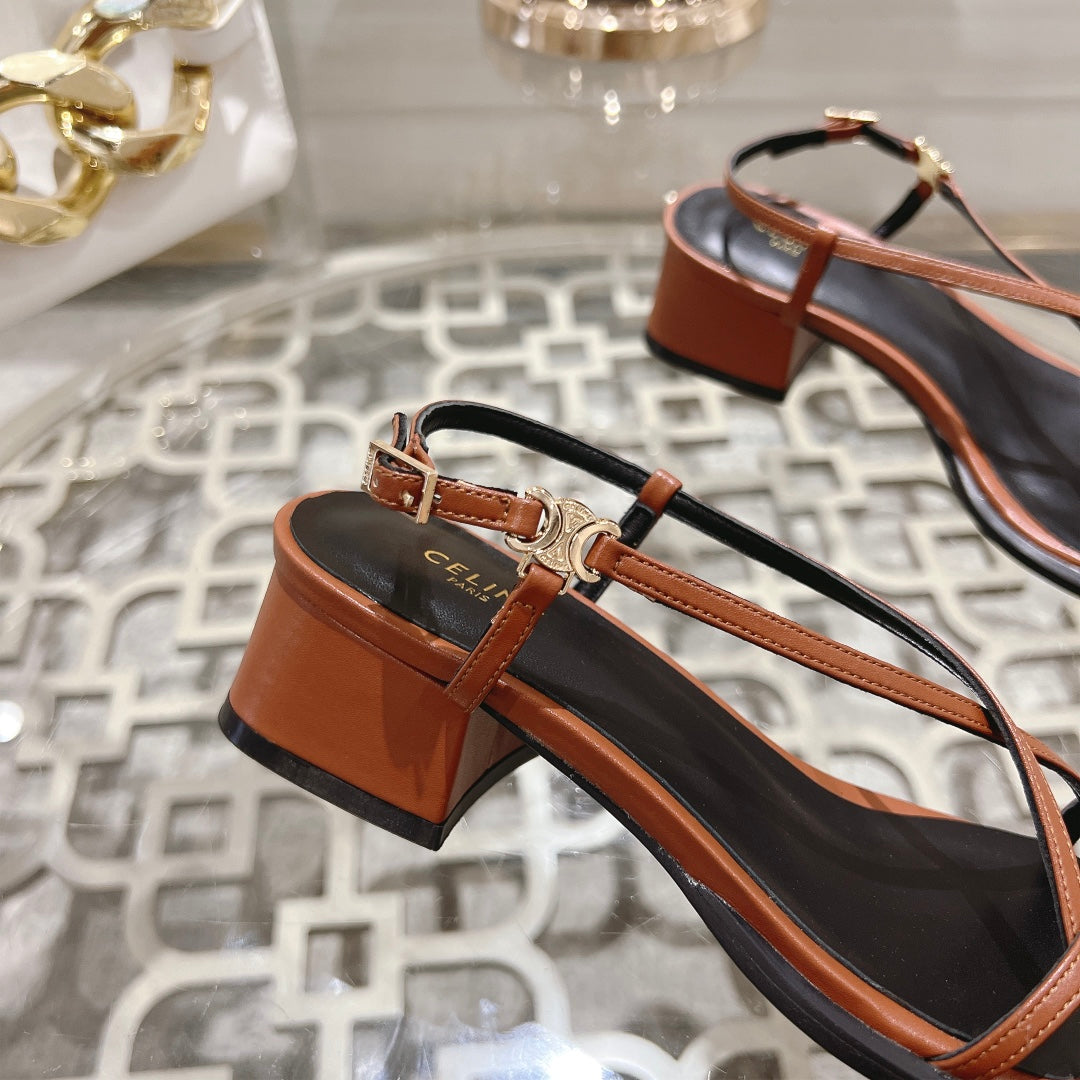 HIGH SANDAL 45MM IN RUSSET BROWN LAMBSKIN