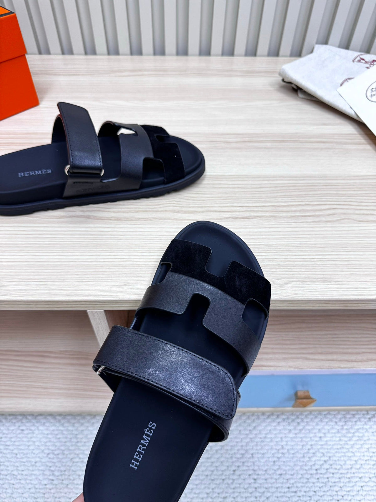 HM Chypre Sandal In Black Cowhide And Suede 968869