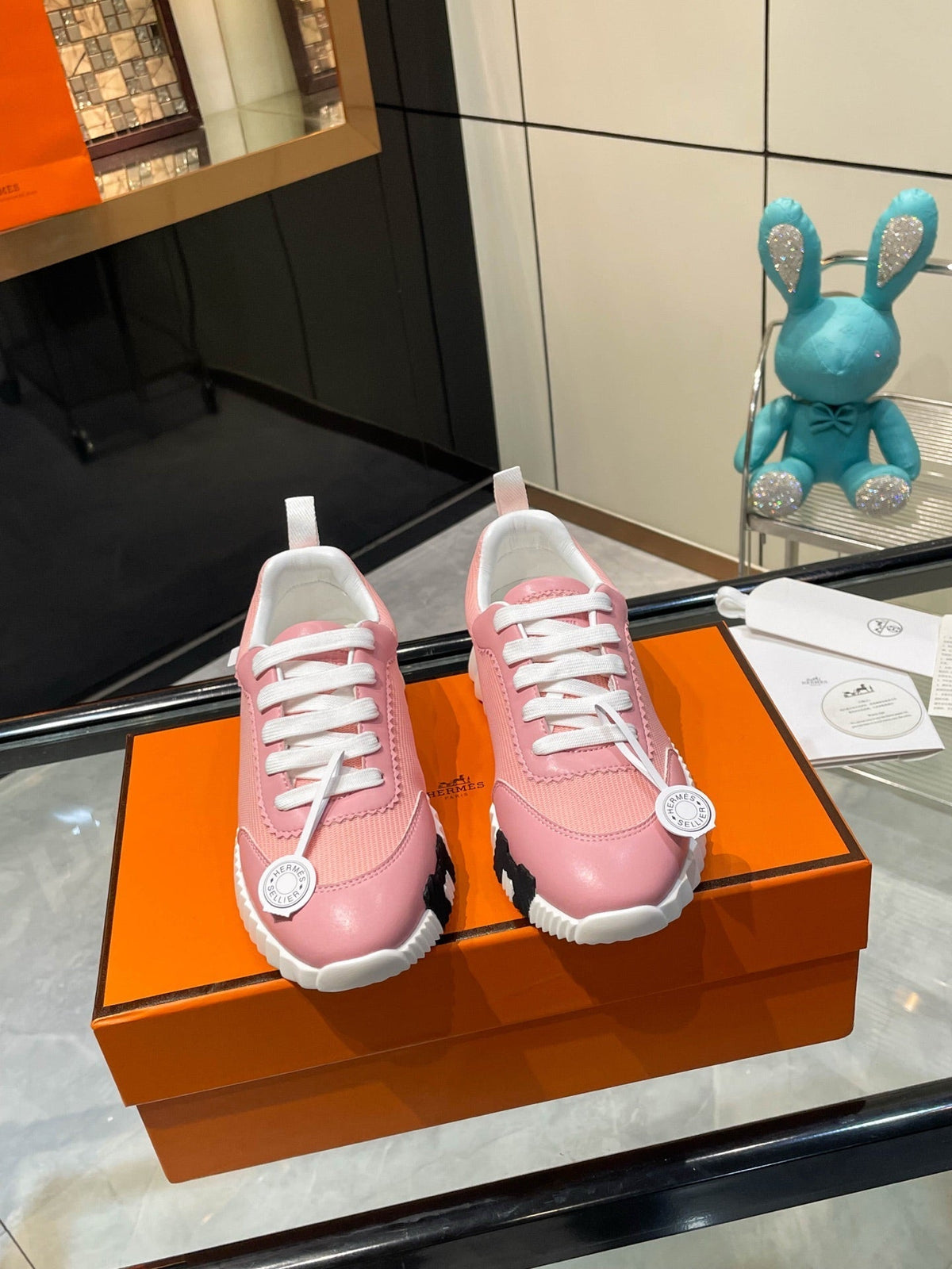 HM Bouncing Sneakers Pink Mesh and Sport Goatskin 531338