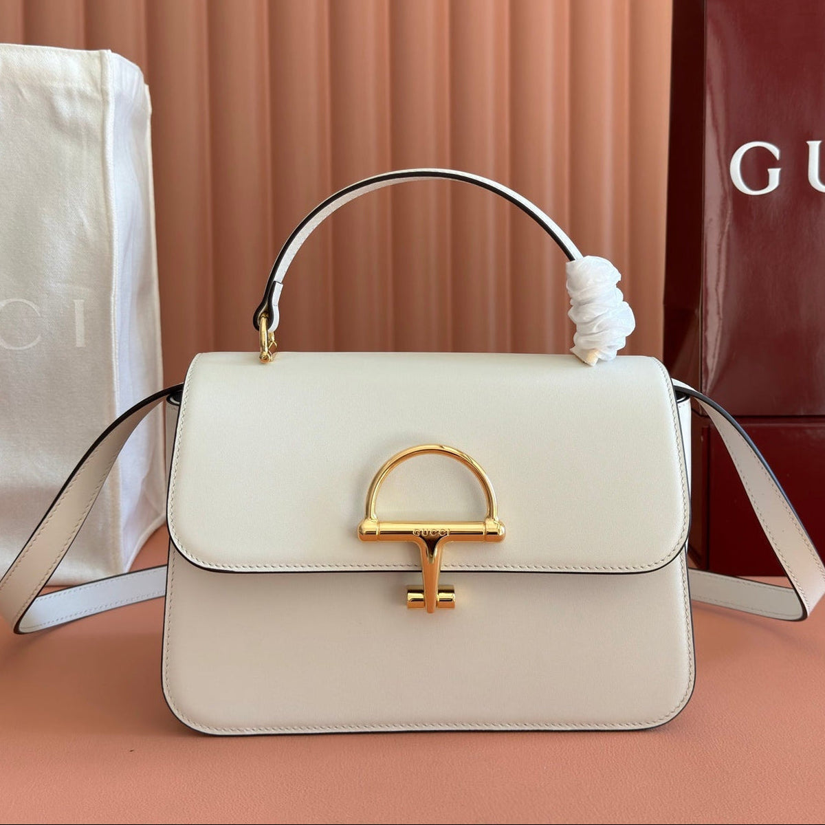 Gucci 2026 Siena Bag 25.5cm White Gold Leather 277153
