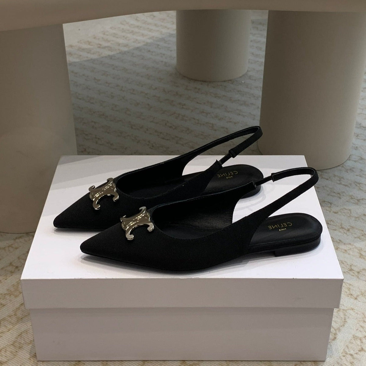 ALMA TRIOMPHE SLINGBACK IN GROS-GRAIN BLACK