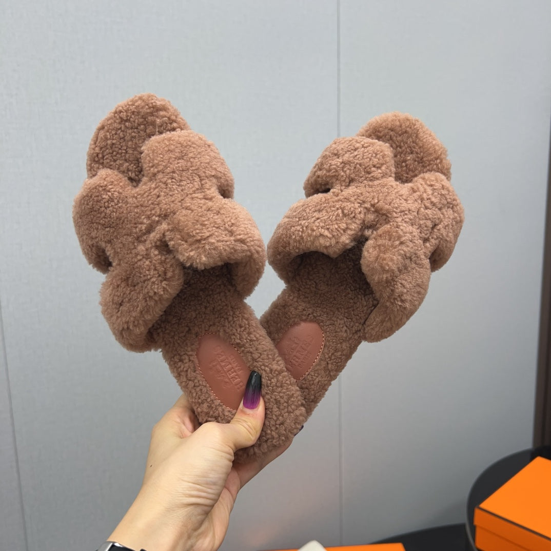 HM Oran Sandal Pink Brown Wool 952330