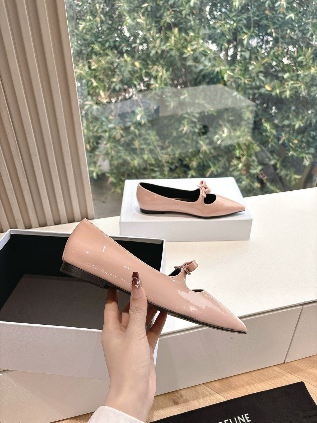 CELINE Ballet Flats Pink Patent Leather 285944