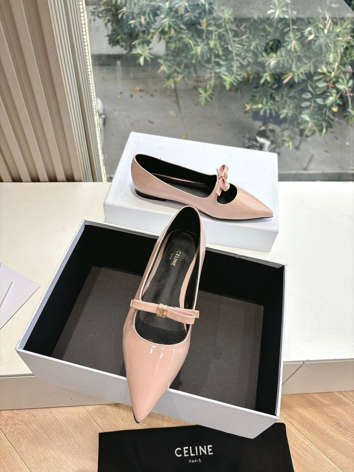 CELINE Ballet Flats Pink Patent Leather 285944