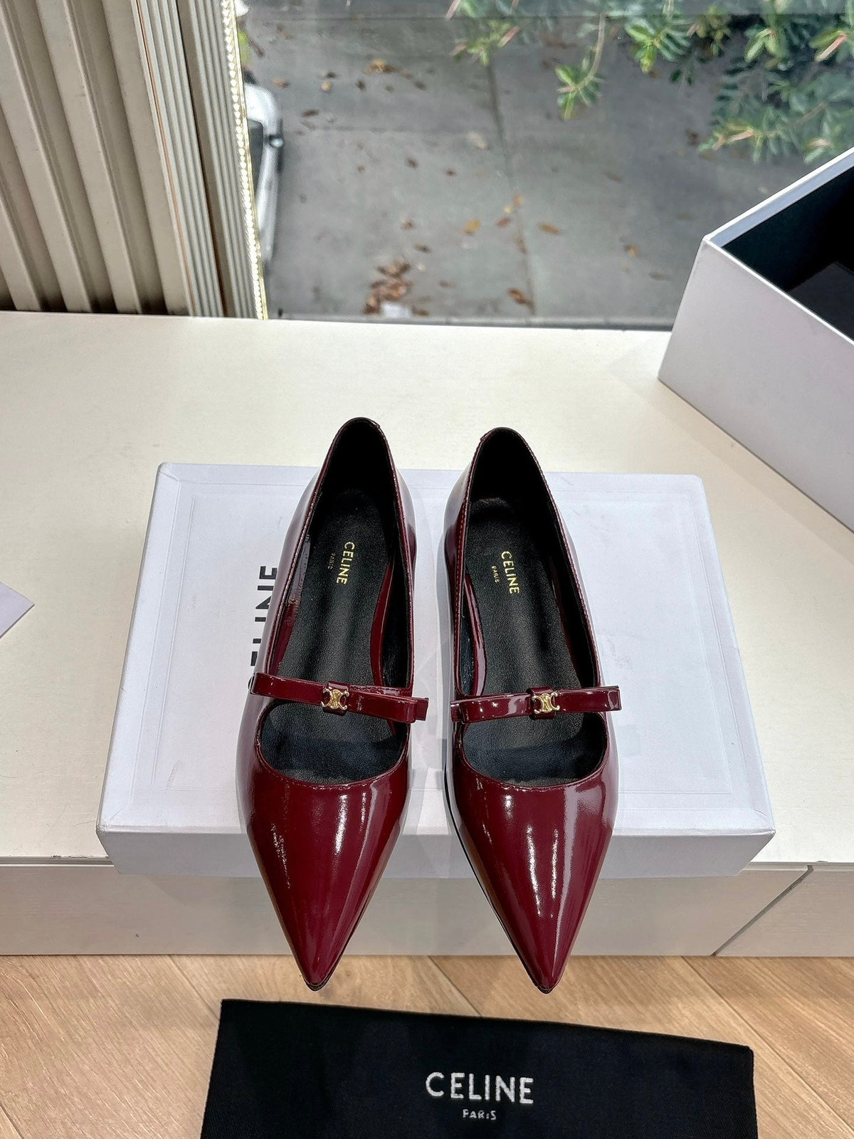 CELINE Ballet Flats Red Patent Leather 285945