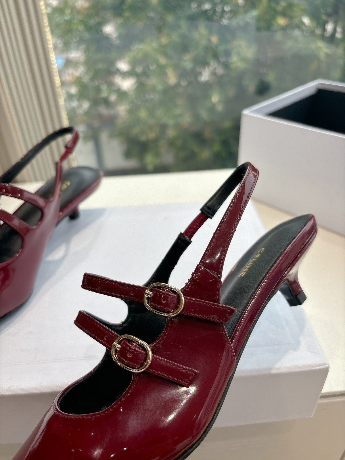 CELINE Slingback Red Patent Leather 285947