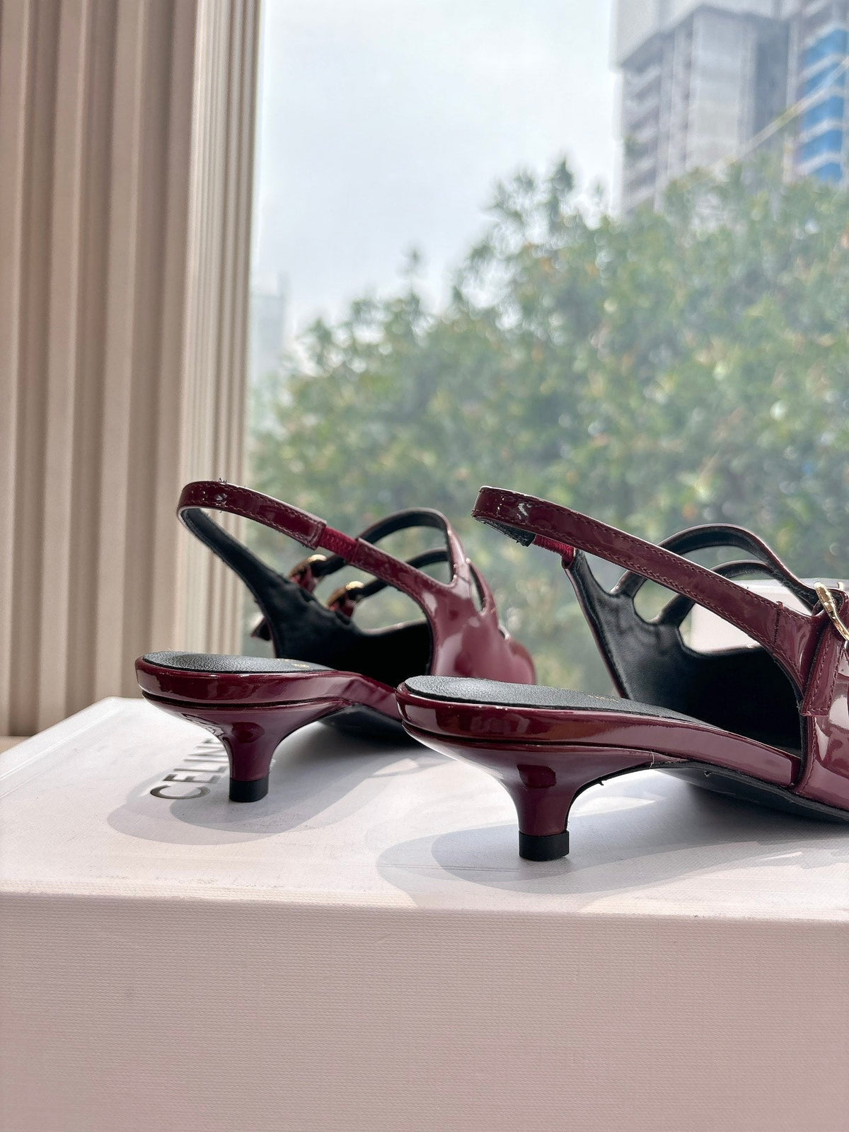 CELINE Slingback Red Patent Leather 285947