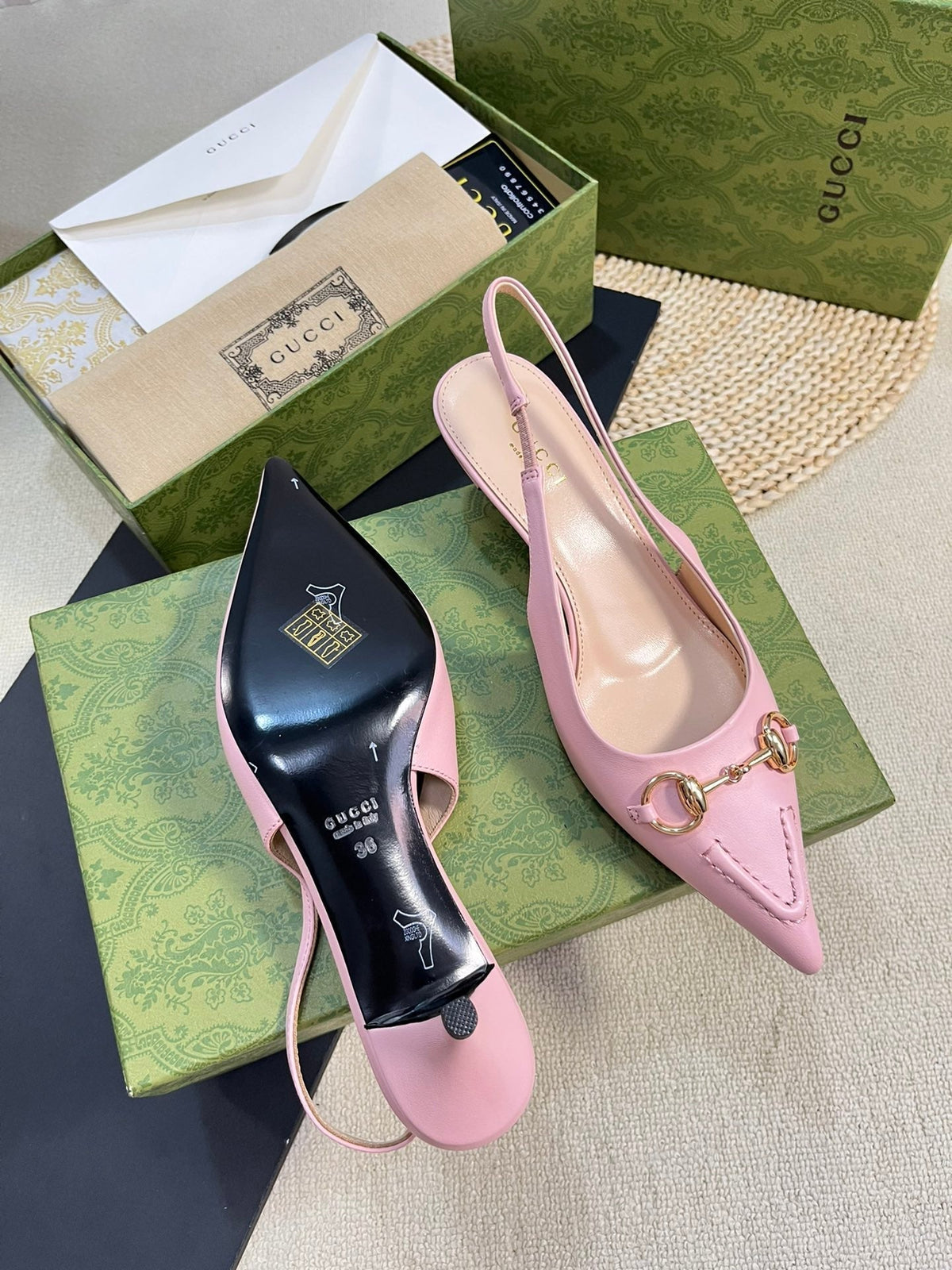 GC Horsebit Slingback Pump 50mm Pink Sheepskin 294561