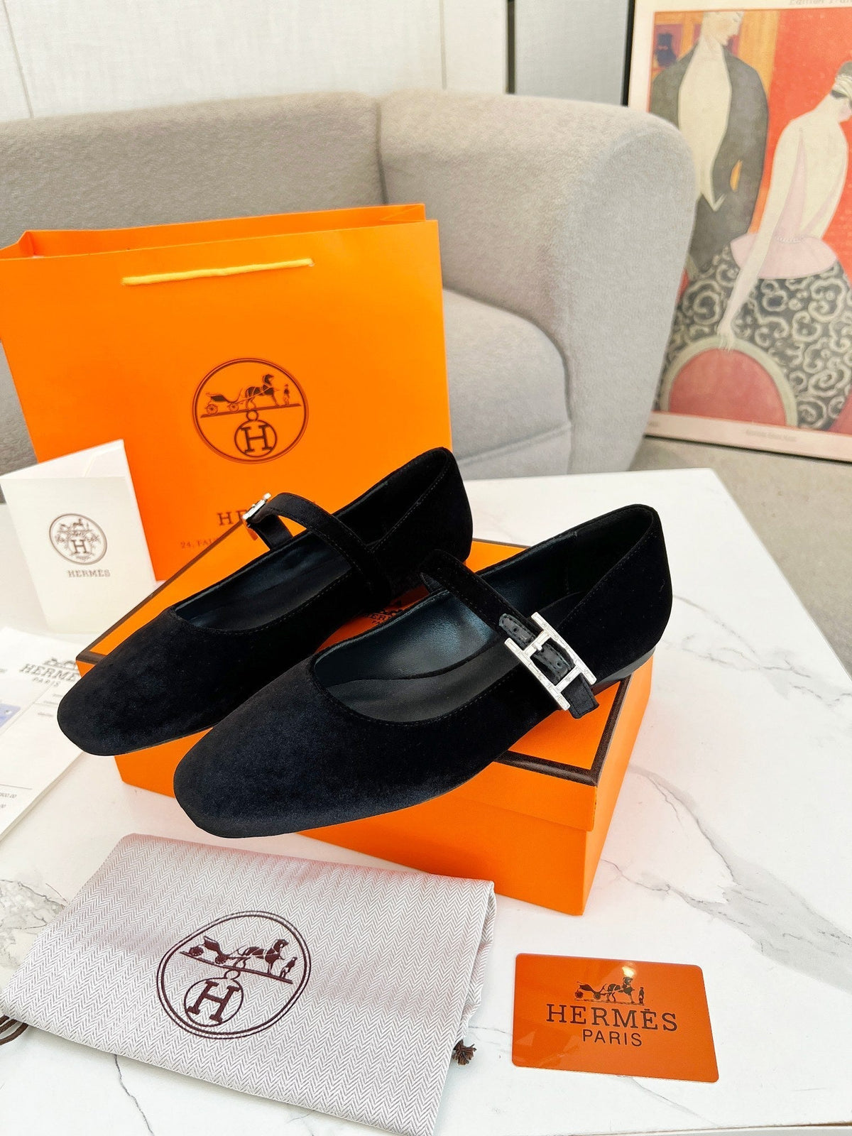 Jane Ballet Flat Black Suede 214064