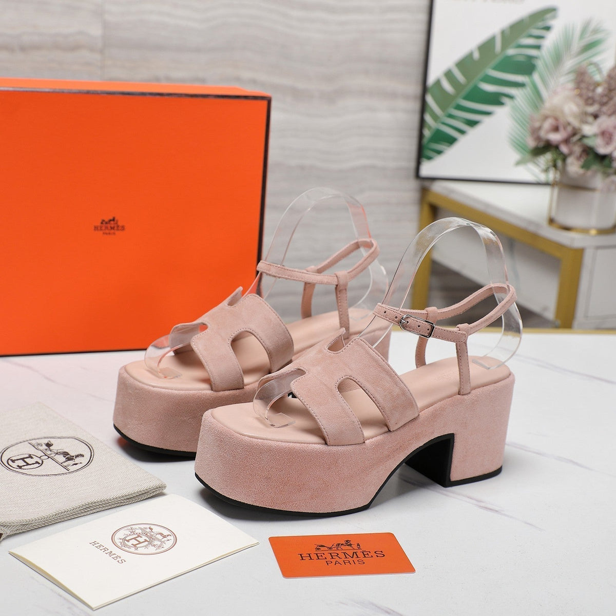 HM Jam 70 sandal In Light Pink Calfskin 120307