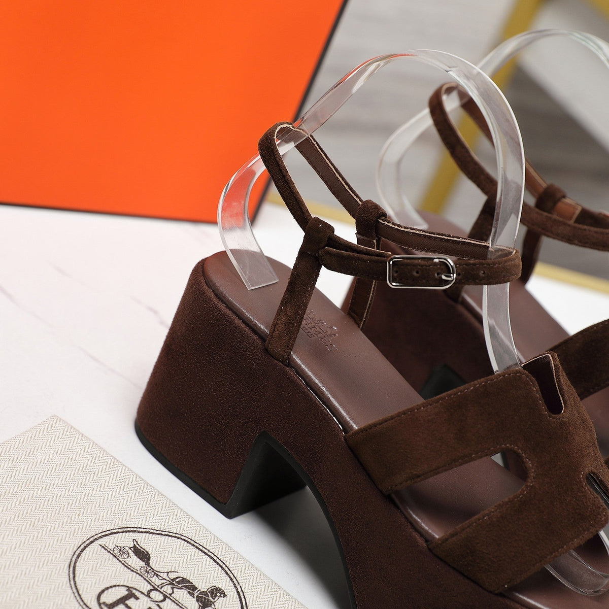 HM Jam 70 sandal In Chocolate Suede 120317