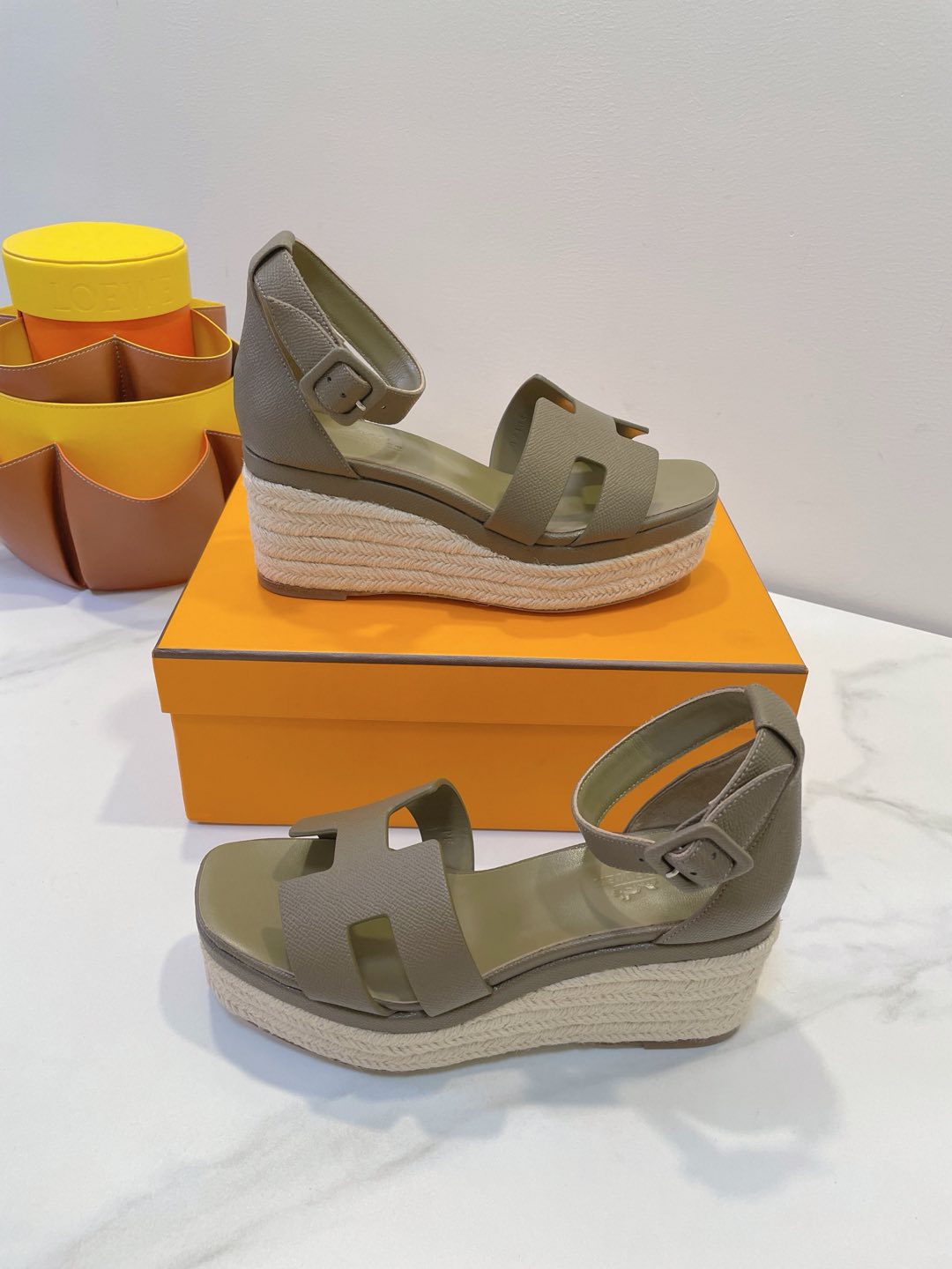 HM Elda espadrille Army Green Cowhide 212236