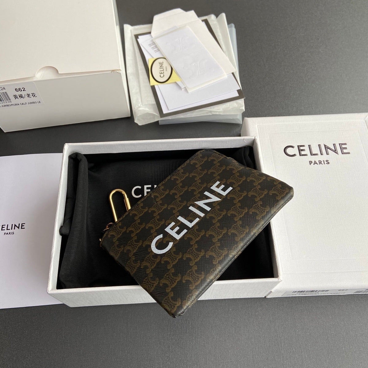TRIOMPHE Coin Purse Cuir Black Calfskin