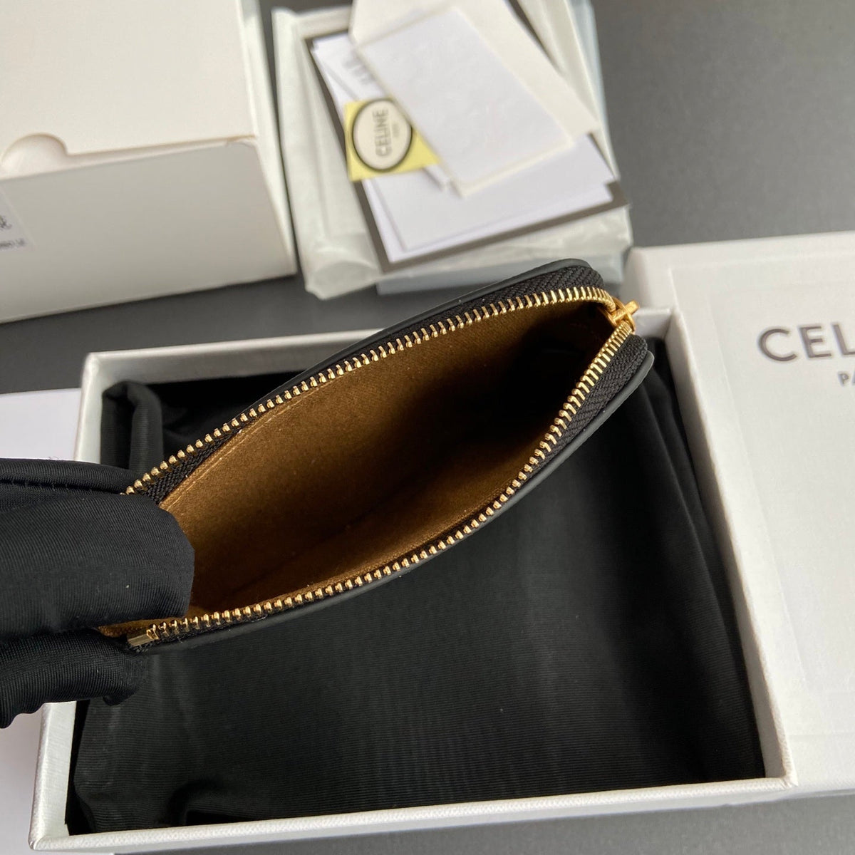 TRIOMPHE Coin Purse Cuir Black Calfskin
