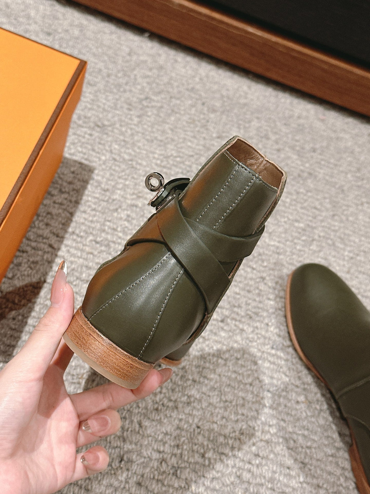 neo ankle boot khaki calfskin