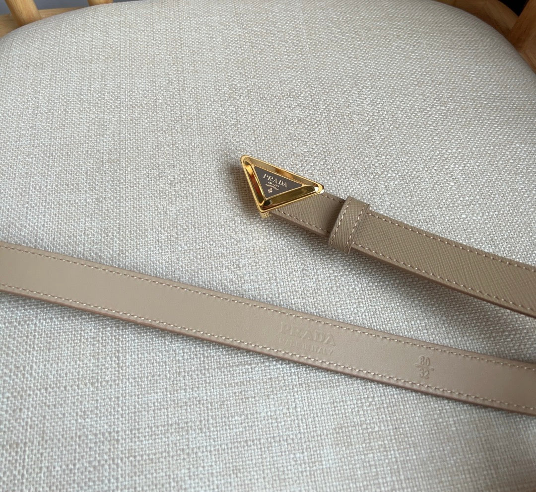 PRADA 25S BELT 20 MM IN BEIGE BROWN CALFSKIN 571384