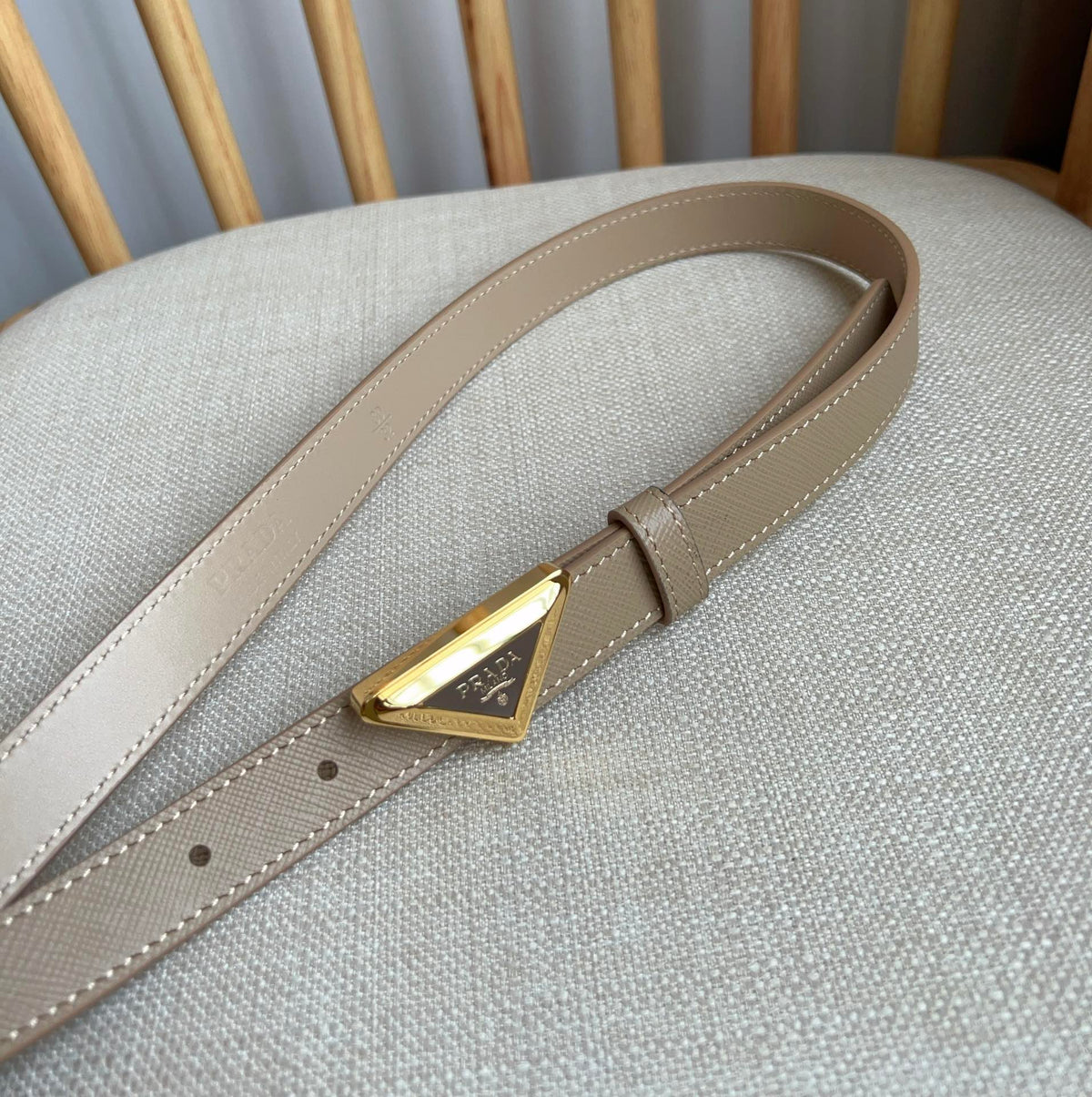 PRADA 25S BELT 20 MM IN BEIGE BROWN CALFSKIN 571384