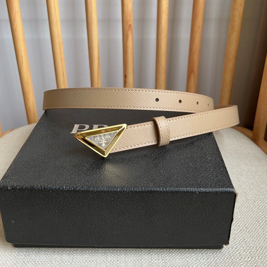 PRADA 25S BELT 20 MM IN BEIGE BROWN CALFSKIN 571384