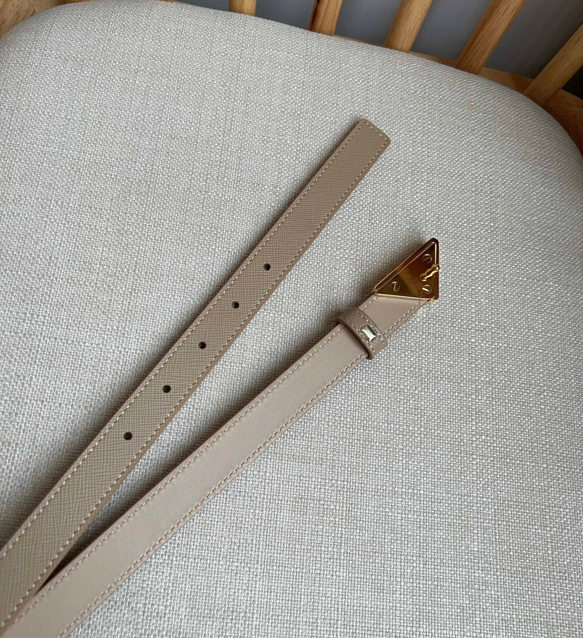 PRADA 25S BELT 20 MM IN BEIGE BROWN CALFSKIN 571384