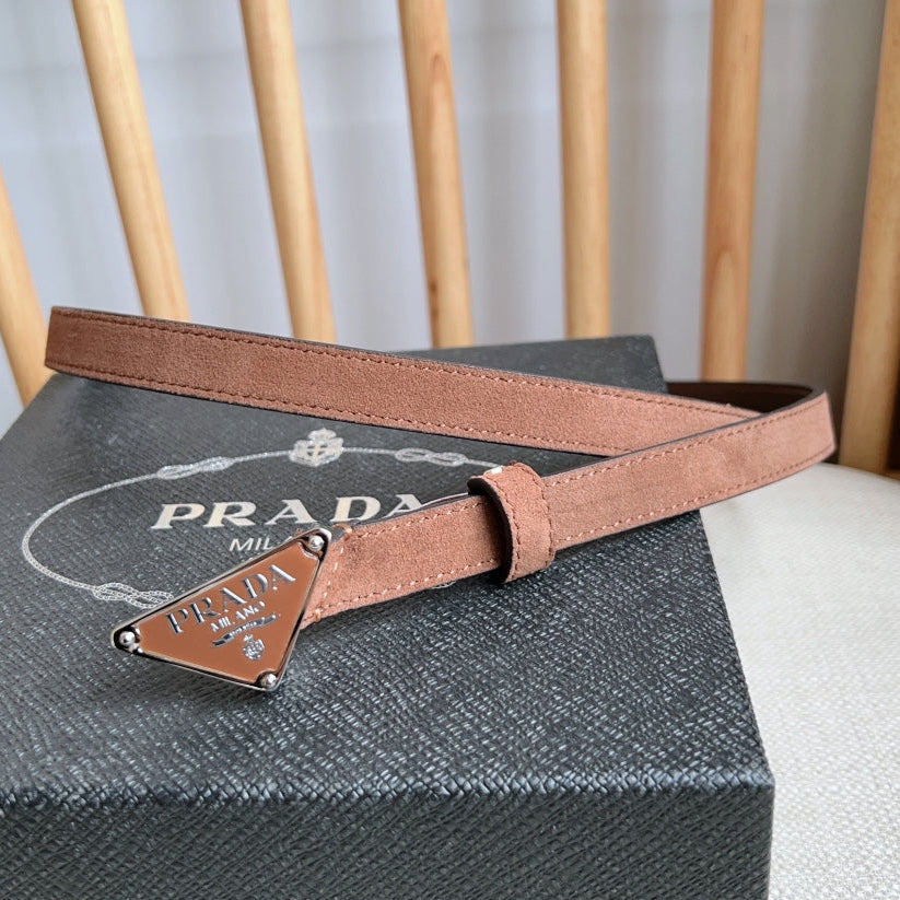 PRADA 25S BELT 15 MM IN BROWN SUEDE 541736