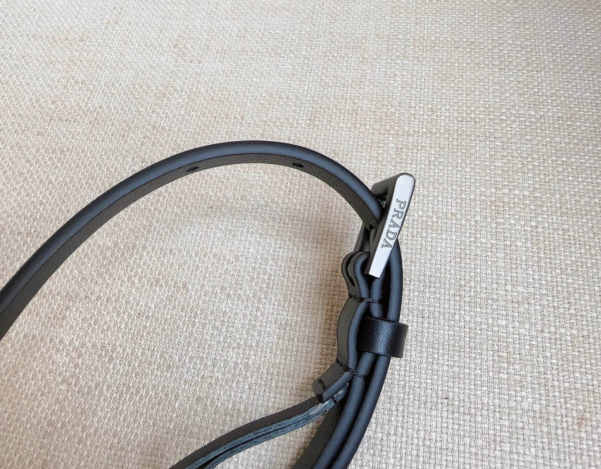 PRADA 25S BELT 10 MM IN BLACK CALFSKIN 598371