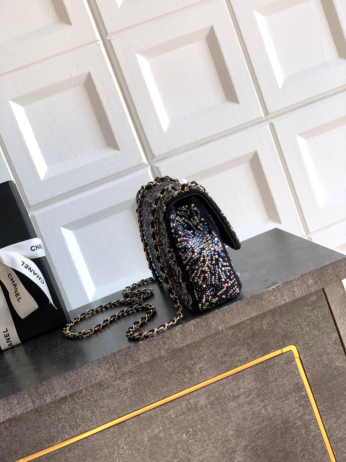 Chanel 2026 Evening Bag 20cm Black Mix Colors Strass Leather
