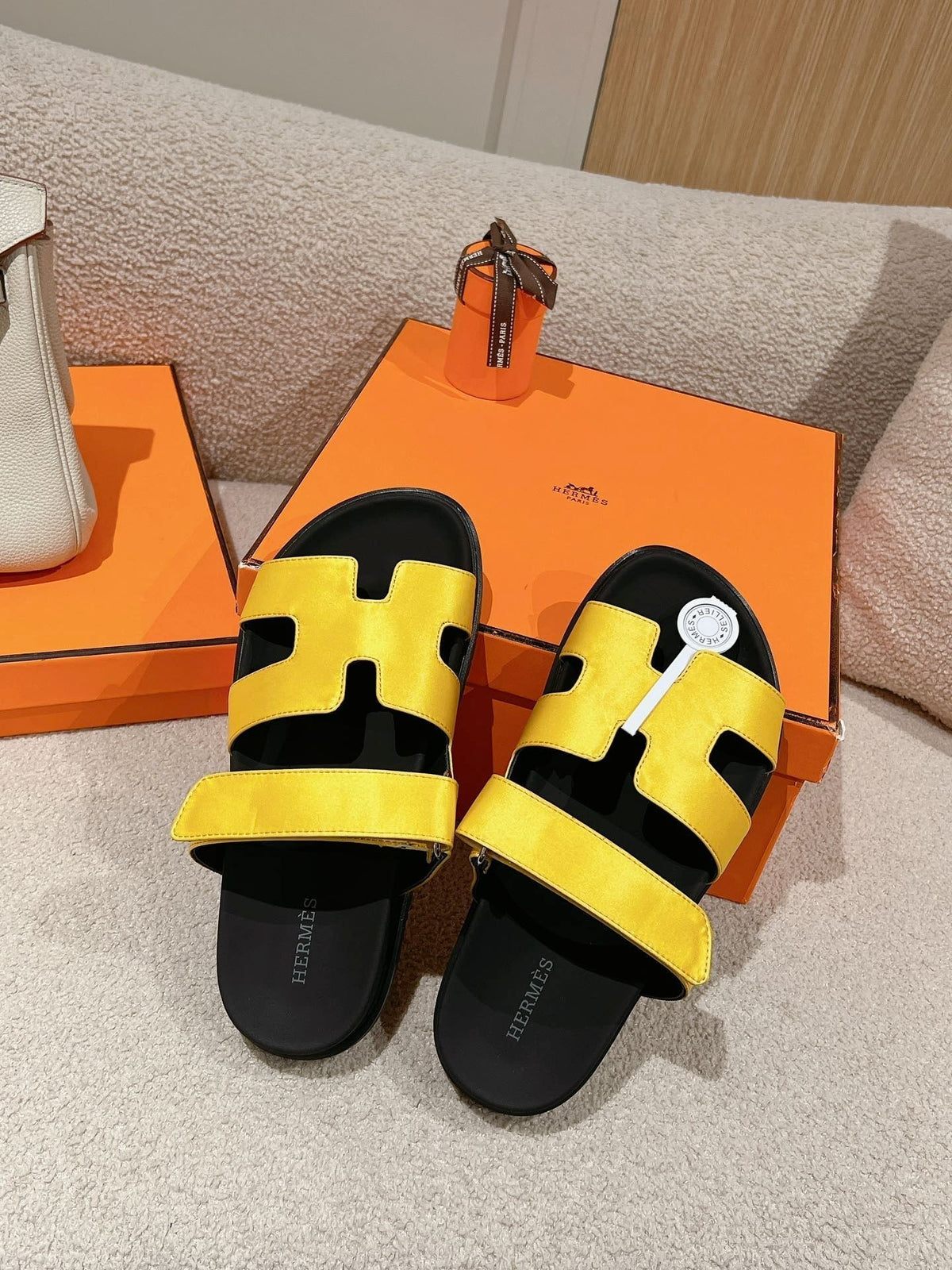 CHYPRE SANDAL BLACK MIX BRIGHT YELLOW CALFSKIN