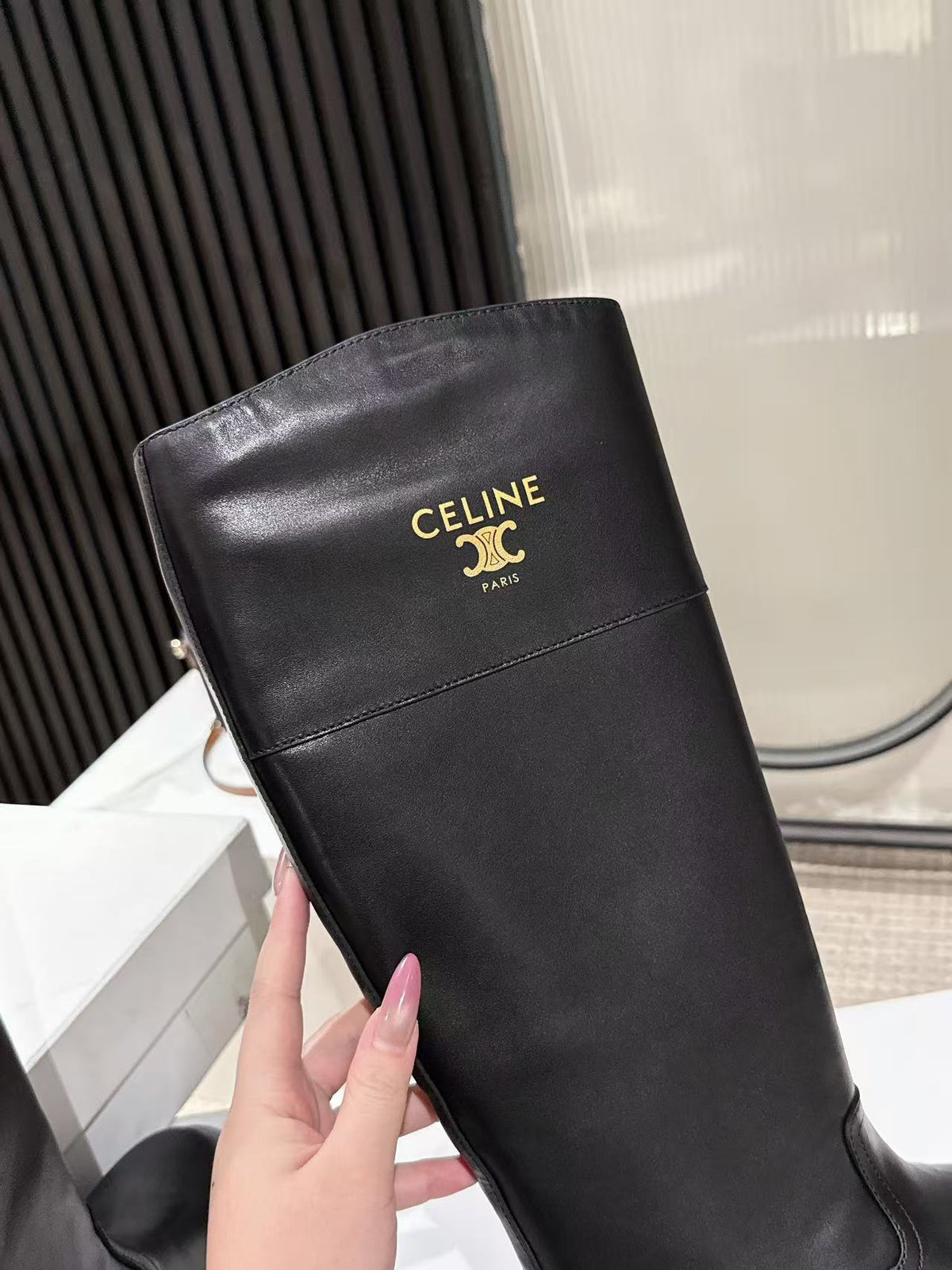 Celine Margaret High Boot Black Calfskin