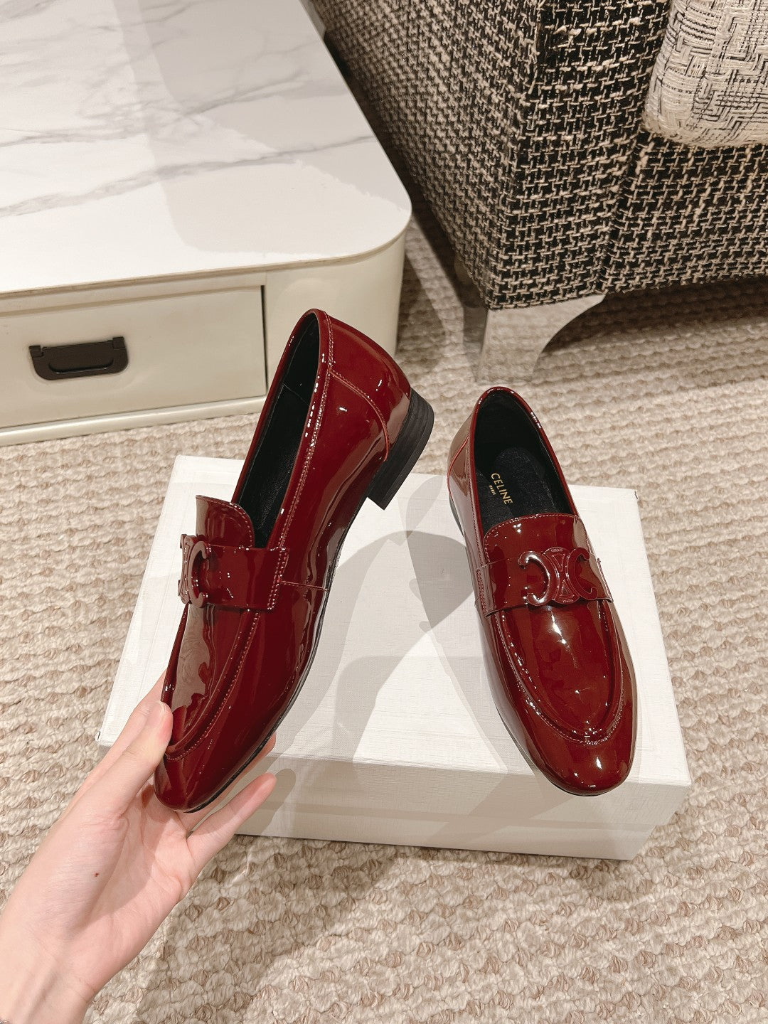 TRIOMPHE LOAFER IN CRIMSON RED PATENT CALFSKIN