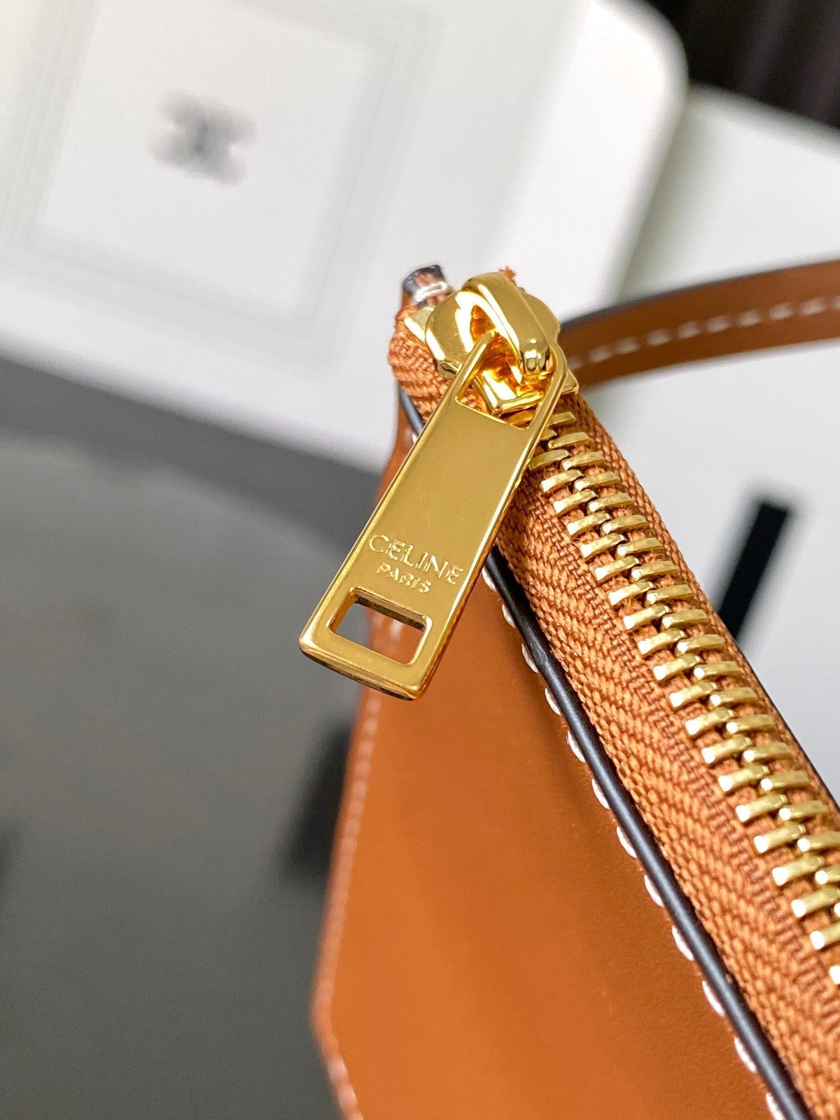 Celine Classic Panier 36cm Braieded Triomphe Beige Raffia Brown Calfskin