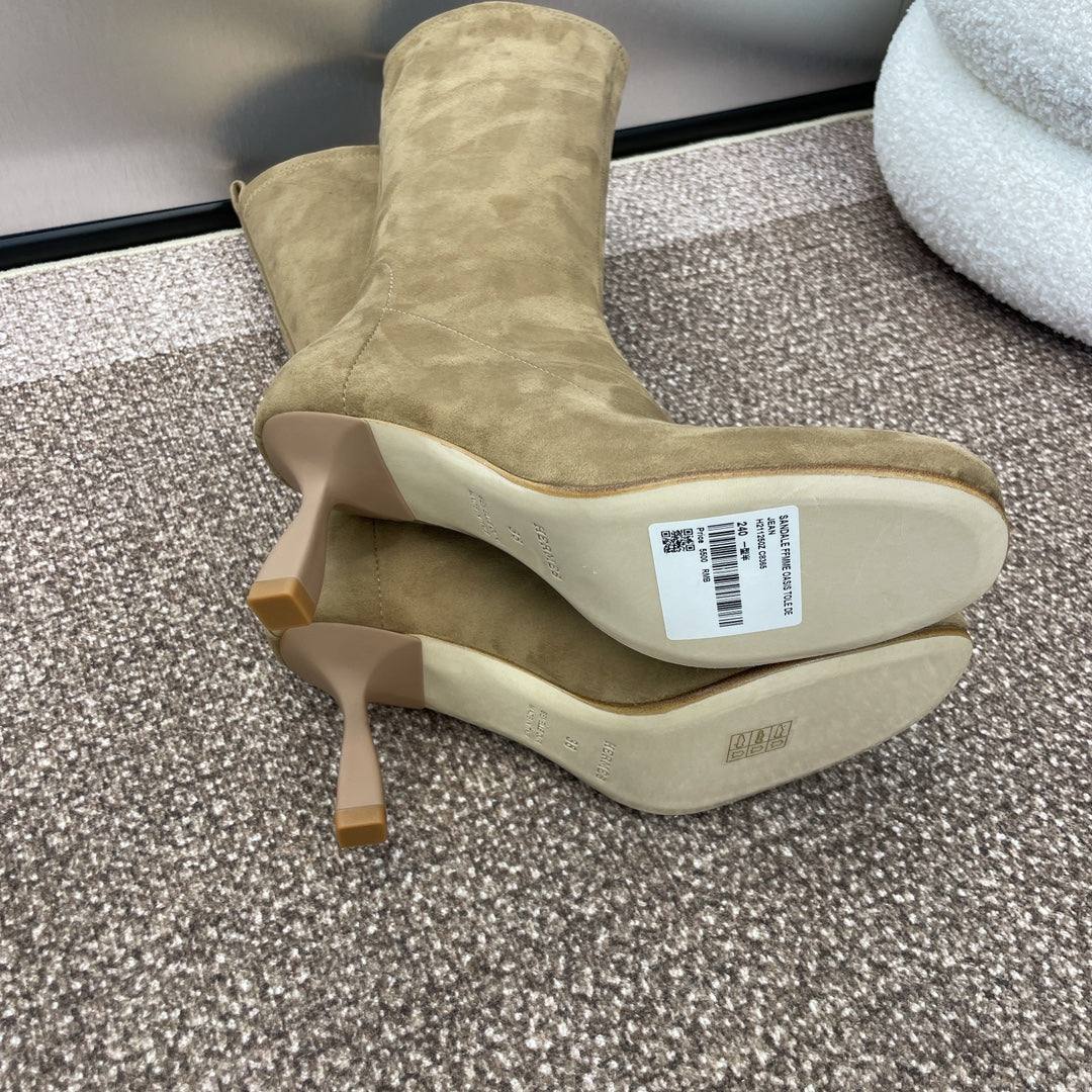 HM High Boots 75mm In Dark Beige Suede 975152