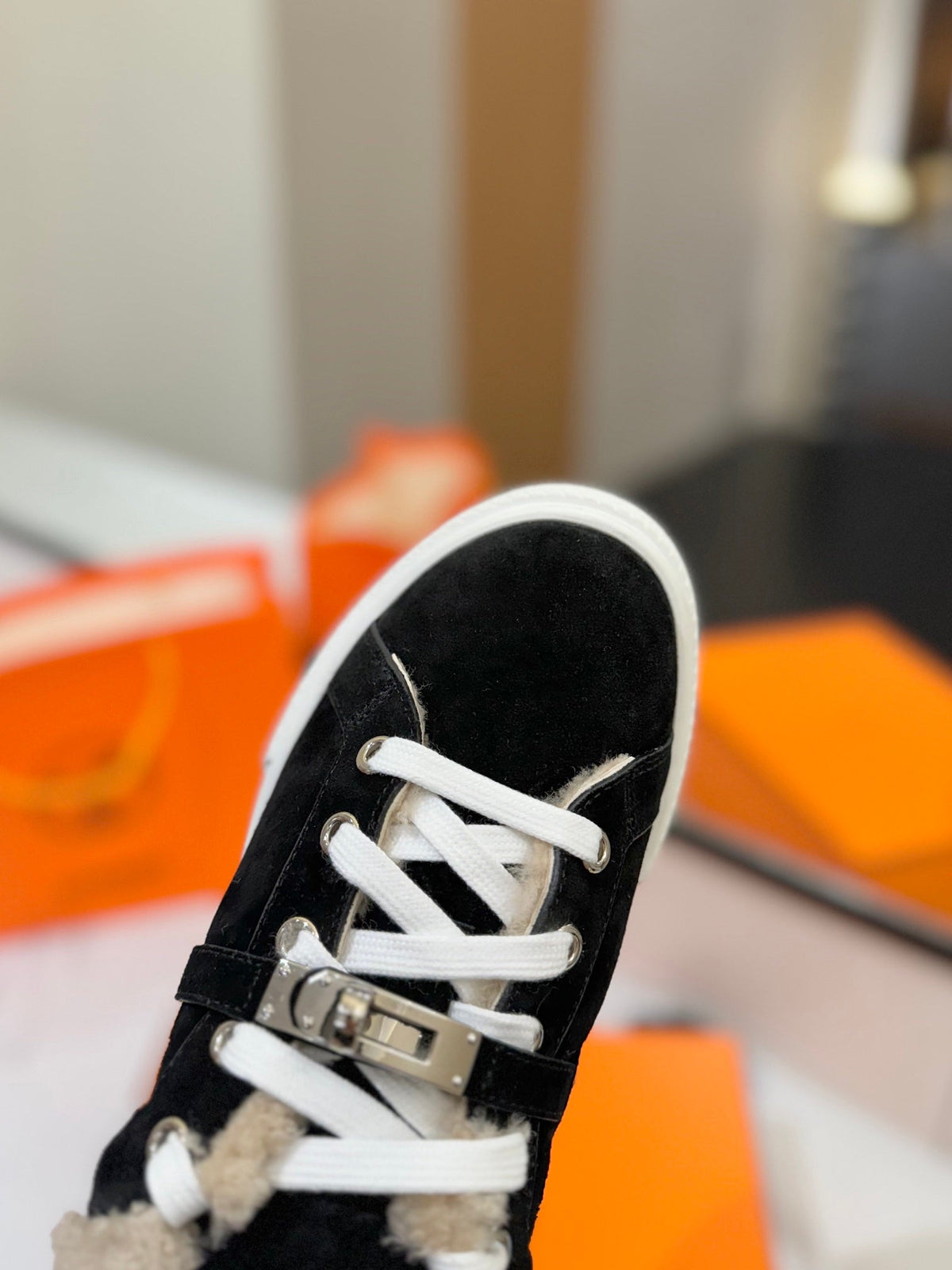 HM Day Sneaker Black With Wool Lining Suede 983044