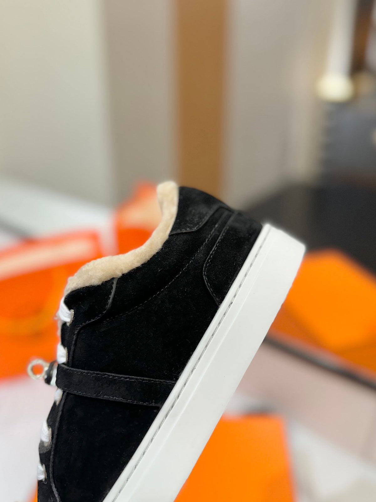 HM Day Sneaker Black With Wool Lining Suede 983044