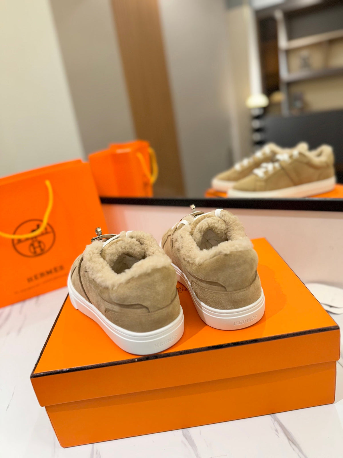 HM Day Sneaker Light Brown With Wool Lining Suede 983048